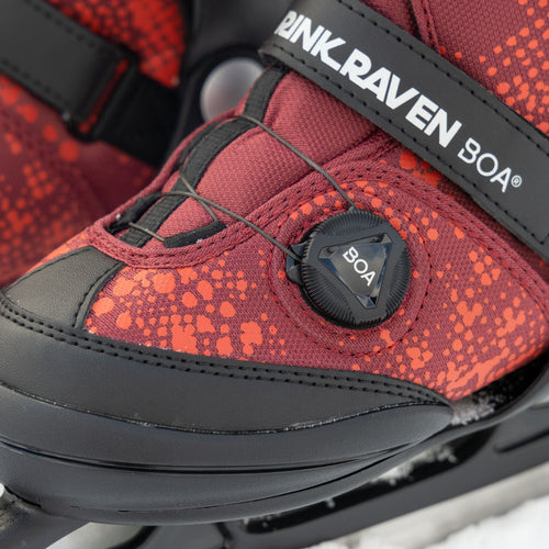 K2 Rink Raven Ice Boa Skates für Jungs, Modell 2026/2027 Rot
