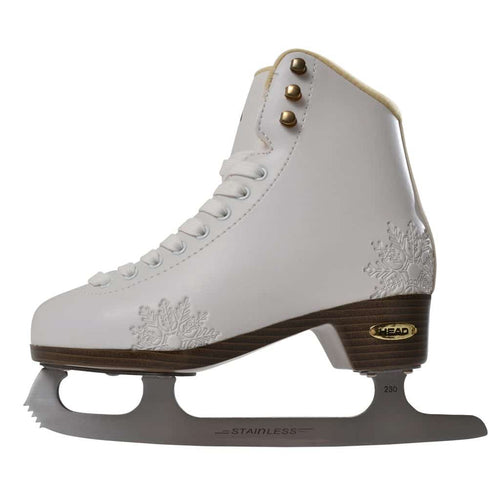 HEAD Amber Damen-Eiskunstlauf-Schlittschuhe mit Knöchelpolster, Edelstahlkufe, Schneeflocken-Design